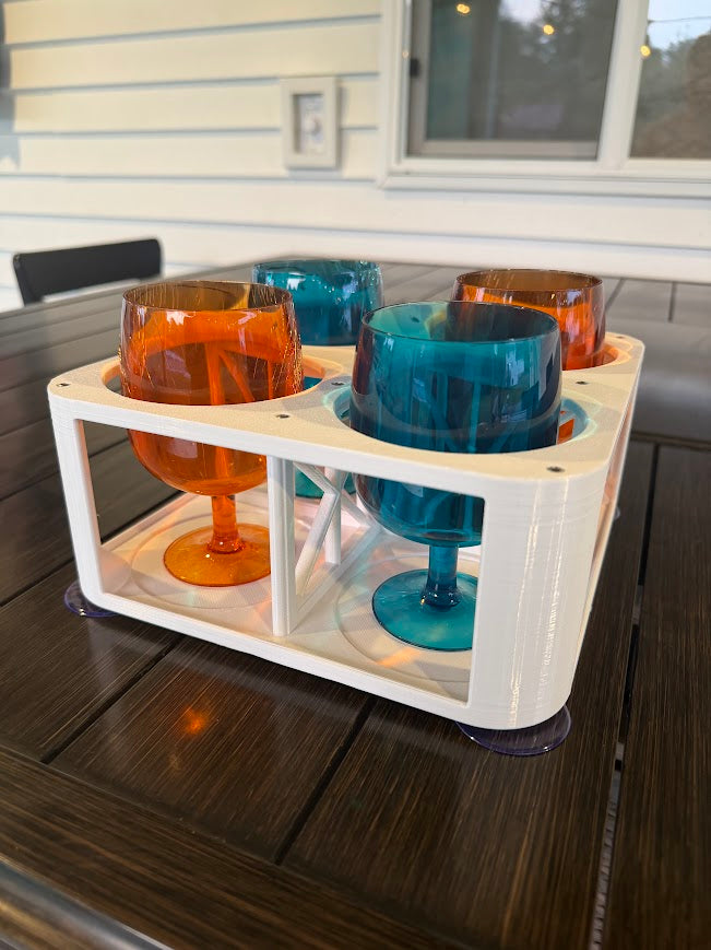 4-Cup Boat Drink Holder, Suction Cup Beverage Organizer for Marine, Beach, Poolside