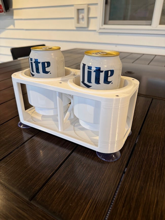 Boat Cup Holder with Inserts, 2-Cup Marine Drink Holder, Suction Mount