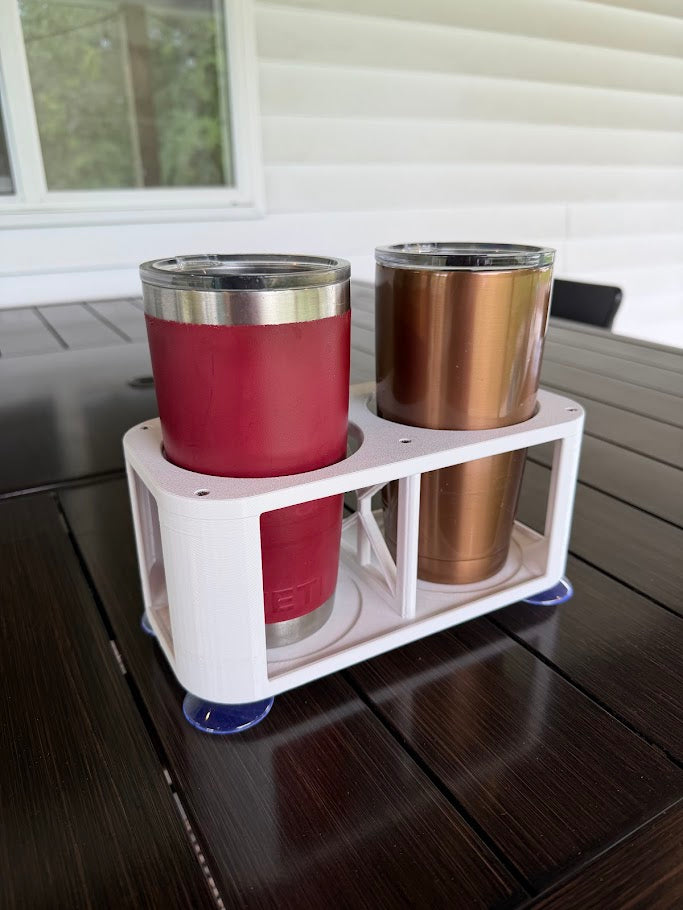 2-Cup Boat Drink Holder, Suction Cup Beverage Organizer for Marine, Beach, Poolside