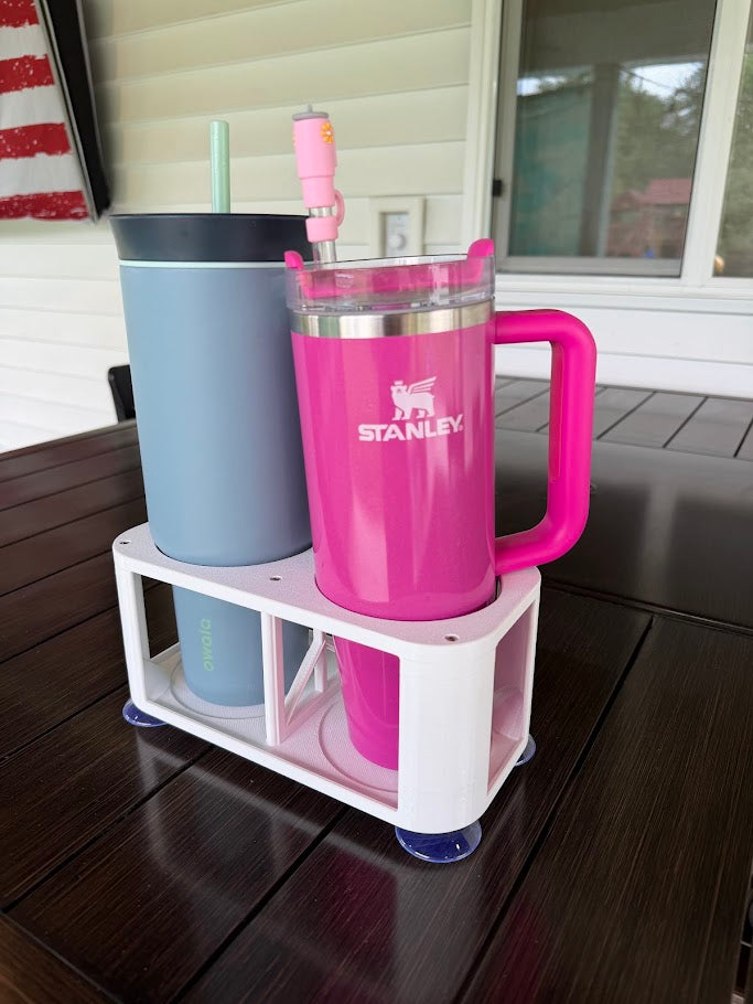 2-Cup Boat Drink Holder, Suction Cup Beverage Organizer for Marine, Beach, Poolside