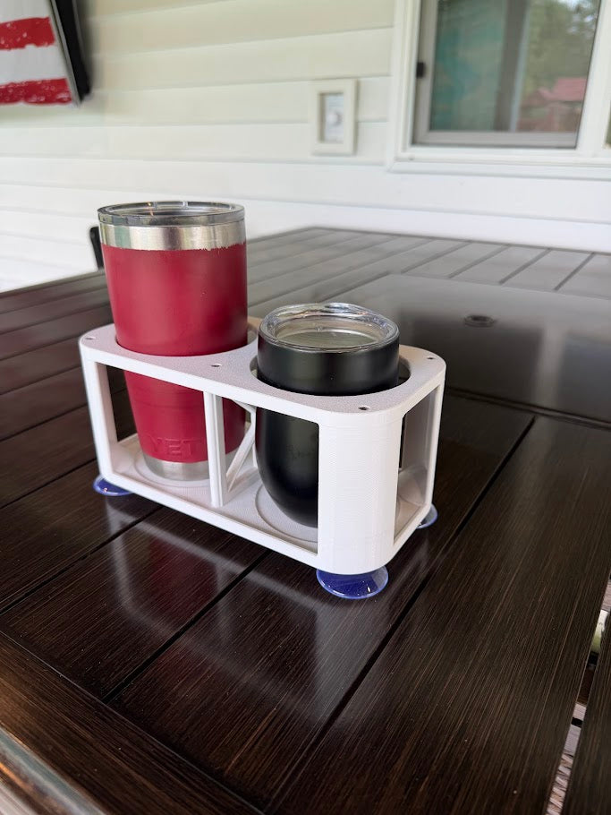 2-Cup Boat Drink Holder, Suction Cup Beverage Organizer for Marine, Beach, Poolside