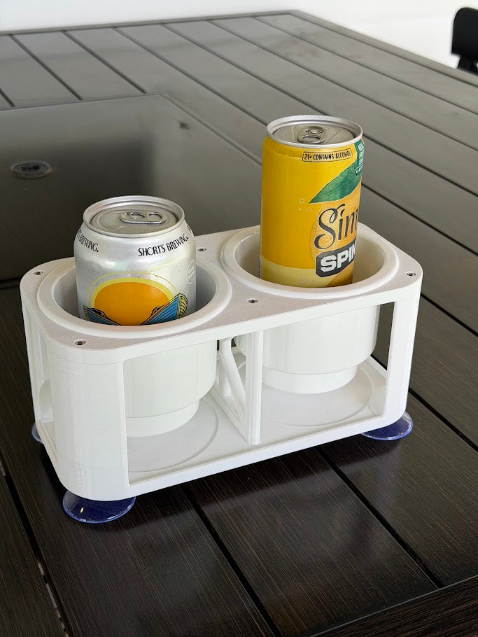 Boat Cup Holder with Inserts, 2-Cup Marine Drink Holder, Suction Mount