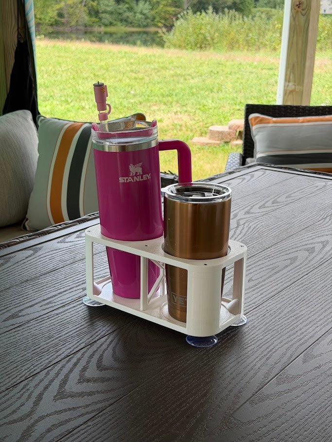 2-Cup Boat Drink Holder, Suction Cup Beverage Organizer for Marine, Beach, Poolside
