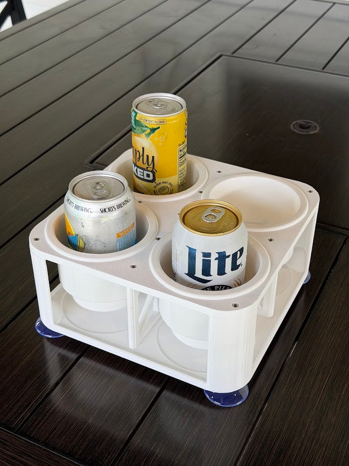 4-Cup Boat Drink Holder with Inserts, Suction Cup Adapter for Pontoon, Beach, Poolside
