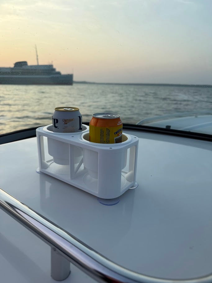 Boat Cup Holder with Inserts, 2-Cup Marine Drink Holder, Suction Mount