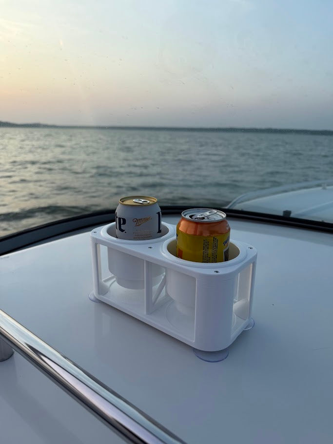 Boat Cup Holder with Inserts, 2-Cup Marine Drink Holder, Suction Mount