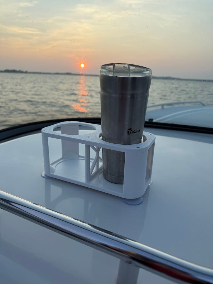 2-Cup Boat Drink Holder, Suction Cup Beverage Organizer for Marine, Beach, Poolside