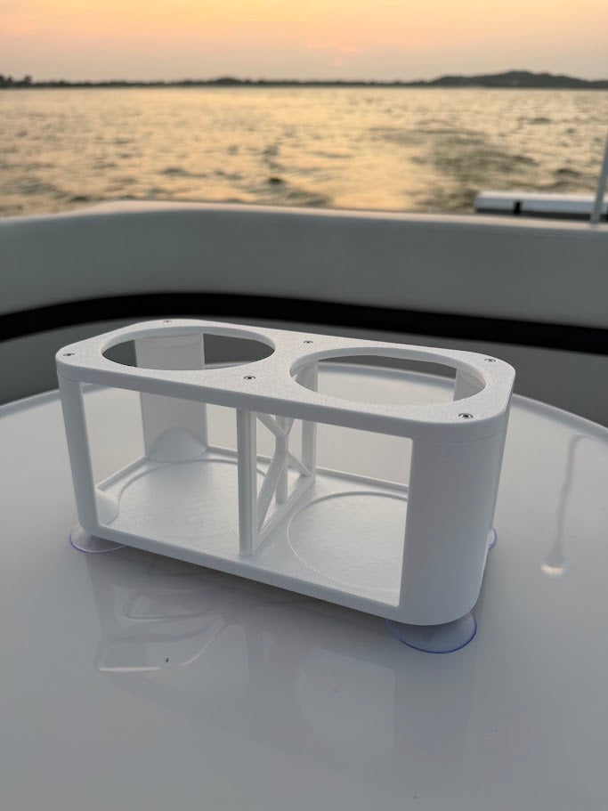 2-Cup Boat Drink Holder, Suction Cup Beverage Organizer for Marine, Beach, Poolside