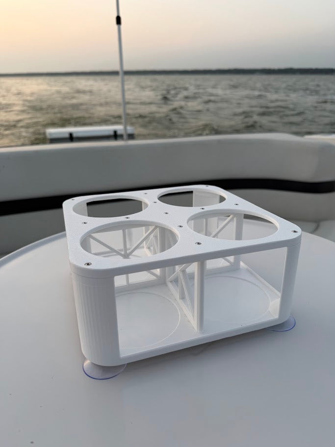 4-Cup Boat Drink Holder, Suction Cup Beverage Organizer for Marine, Beach, Poolside