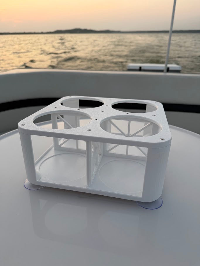 4-Cup Boat Drink Holder, Suction Cup Beverage Organizer for Marine, Beach, Poolside