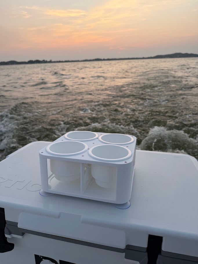 4-Cup Boat Drink Holder with Inserts, Suction Cup Adapter for Pontoon, Beach, Poolside