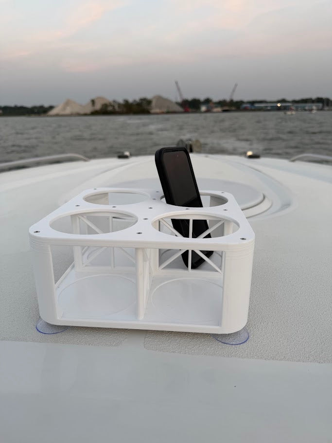 4-Cup Boat Drink Holder, Suction Cup Beverage Organizer for Marine, Beach, Poolside