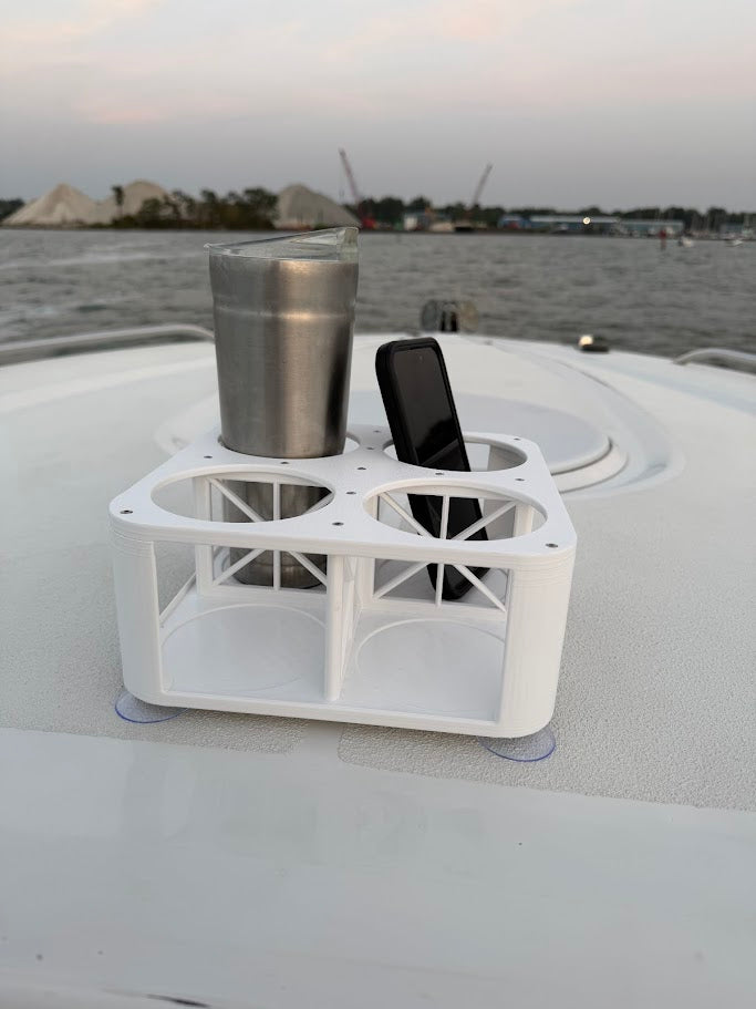 4-Cup Boat Drink Holder, Suction Cup Beverage Organizer for Marine, Beach, Poolside