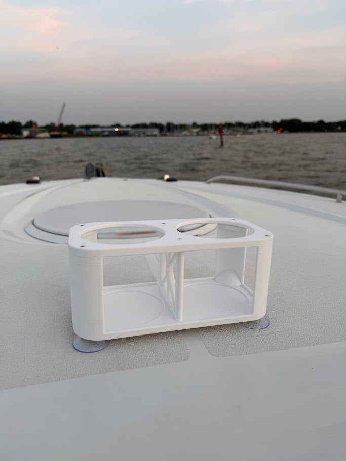 2-Cup Boat Drink Holder, Suction Cup Beverage Organizer for Marine, Beach, Poolside