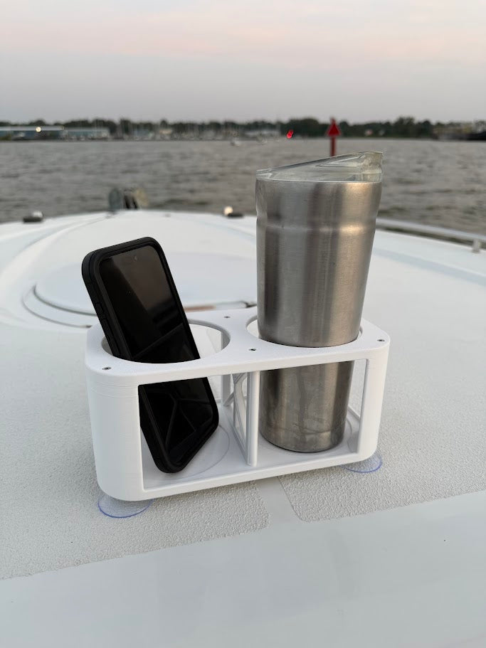 2-Cup Boat Drink Holder, Suction Cup Beverage Organizer for Marine, Beach, Poolside