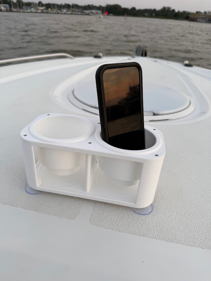 Boat Cup Holder with Inserts, 2-Cup Marine Drink Holder, Suction Mount