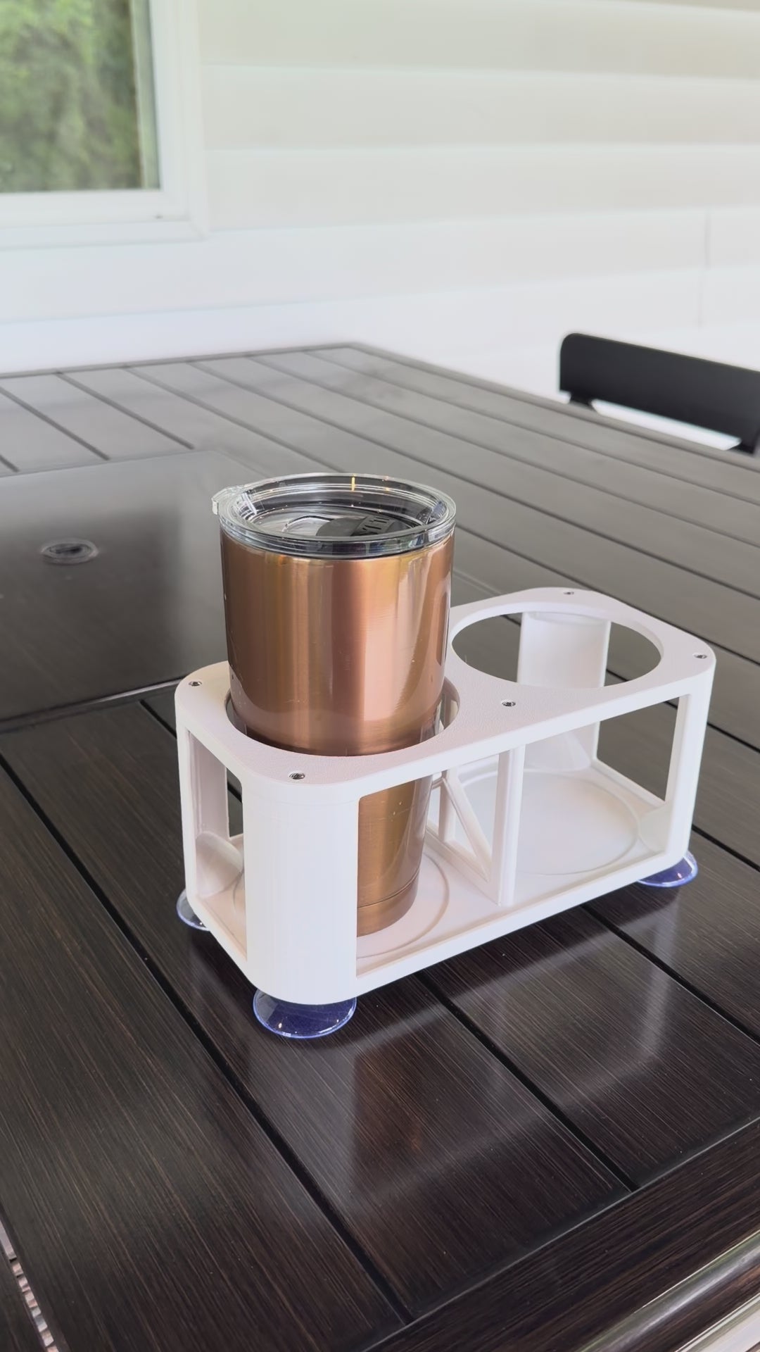 2-Cup Boat Drink Holder, Suction Cup Beverage Organizer for Marine, Beach, Poolside
