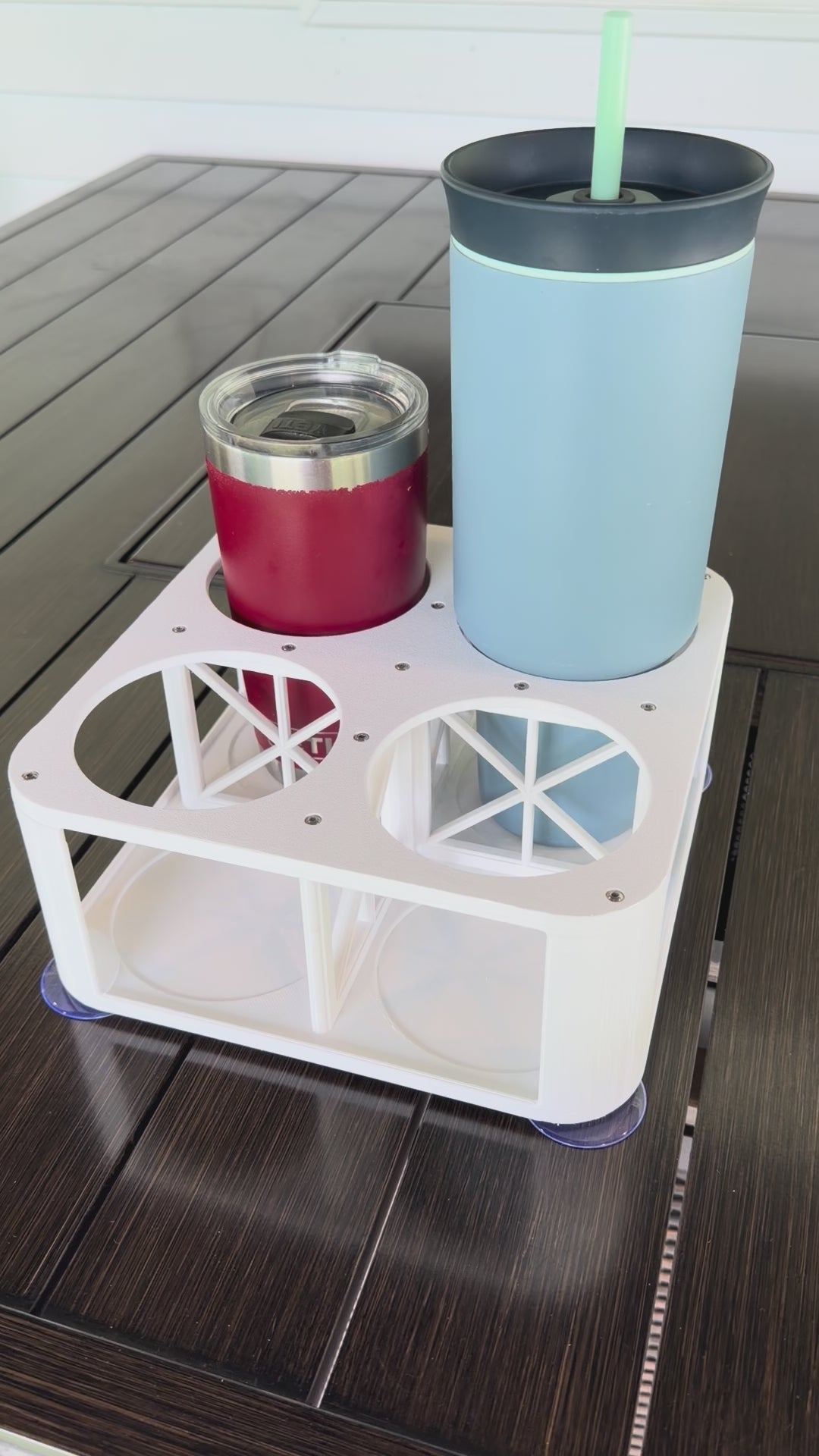 4-Cup Boat Drink Holder, Suction Cup Beverage Organizer for Marine, Beach, Poolside