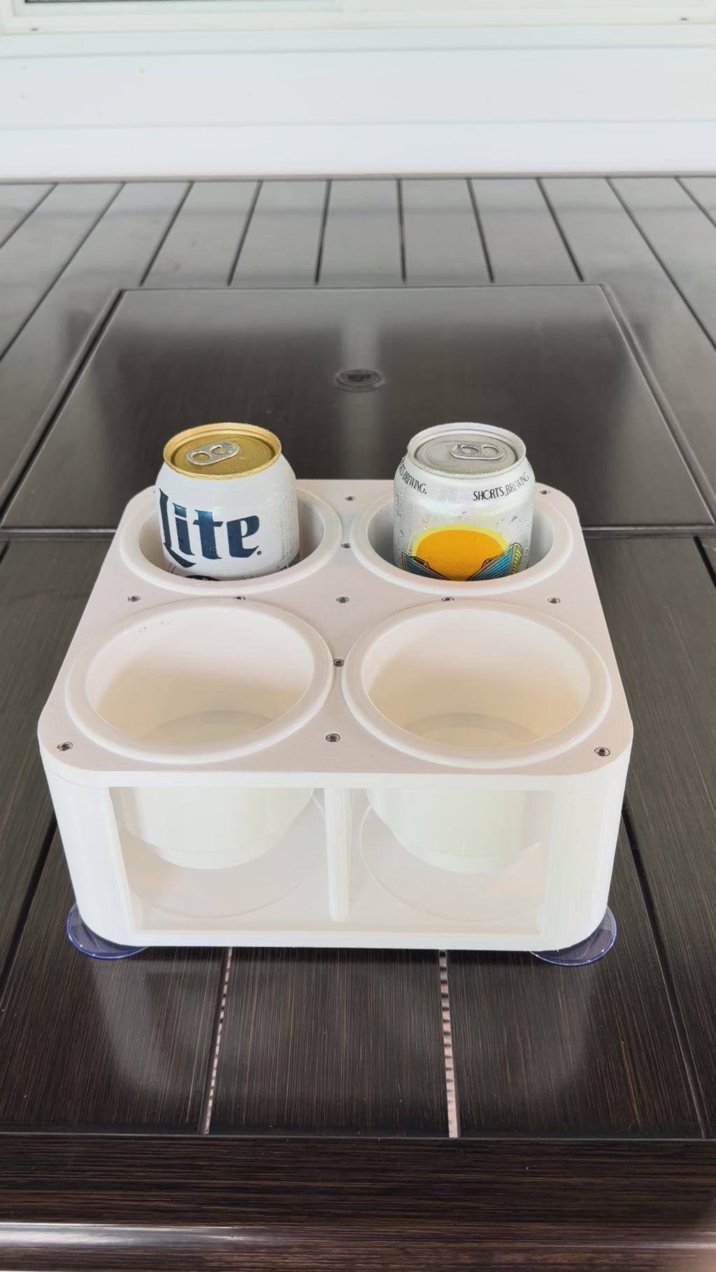 4-Cup Boat Drink Holder with Inserts, Suction Cup Adapter for Pontoon, Beach, Poolside